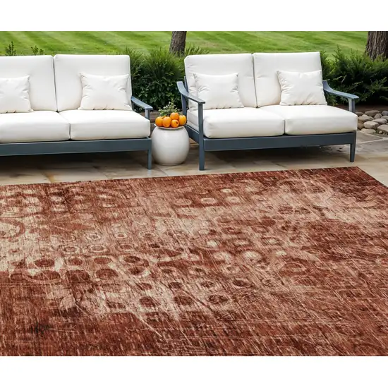 Orange Ikat Washable Non Skid Indoor Outdoor Area Rug Photo 1