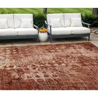 Photo of Orange Ikat Washable Non Skid Indoor Outdoor Area Rug