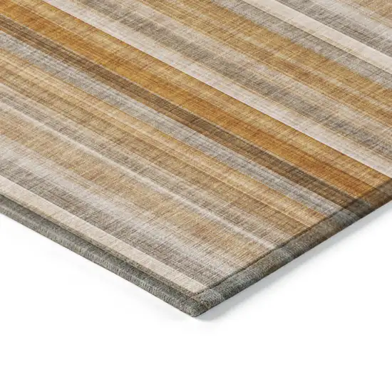 Orange Ivory and Gray Striped Washable Non Skid Indoor Outdoor Area Rug Photo 7