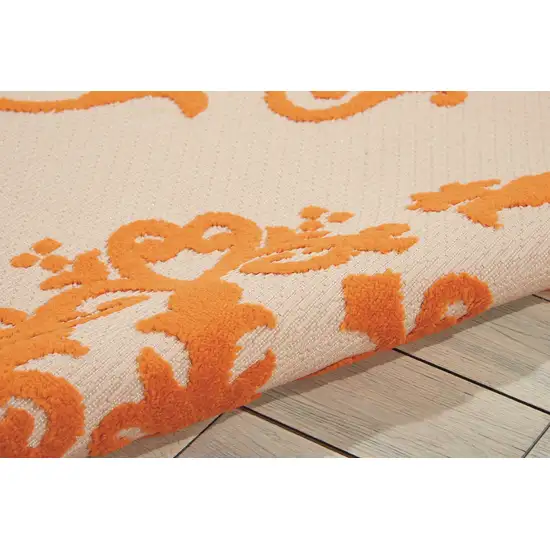 Orange And Ivory Damask Indoor Outdoor Area Rug Photo 4