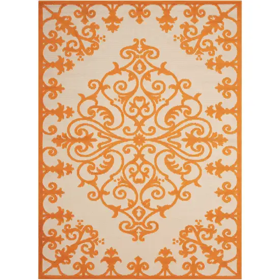 Orange Medallion Indoor Outdoor Area Rug Photo 1