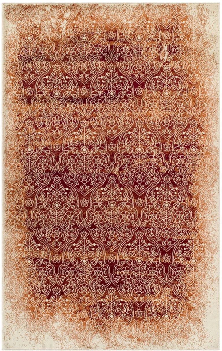 Orange Medallion Stain Resistant Area Rug Photo 1