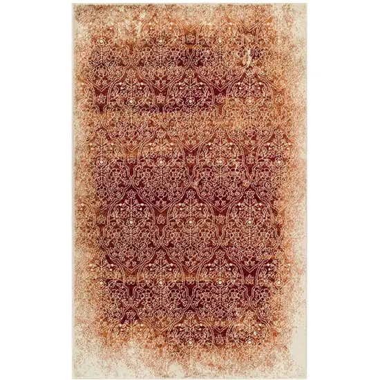 Orange Medallion Stain Resistant Area Rug Photo 1