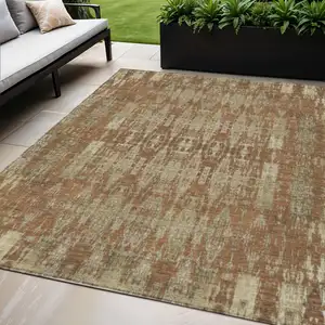 Photo of Orange Moroccan Washable Non Skid Indoor Outdoor Area Rug