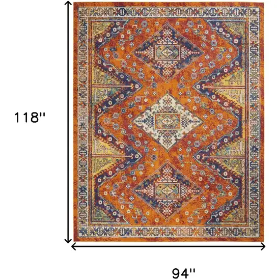 Orange Oriental Power Loom Area Rug Photo 3