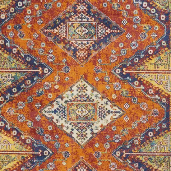 Orange Oriental Power Loom Area Rug Photo 8