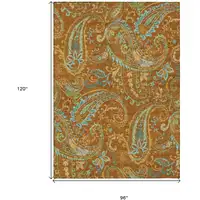 Photo of Orange Paisley Washable Non Skid Indoor Outdoor Area Rug