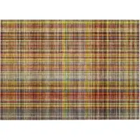 Photo of Orange Plaid Washable Non Skid Indoor Outdoor Area Rug