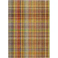 Photo of Orange Plaid Washable Non Skid Indoor Outdoor Area Rug