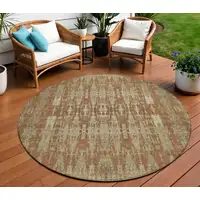 Photo of Orange Round Moroccan Washable Non Skid Indoor Outdoor Area Rug