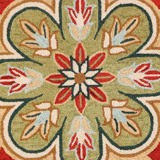 Orange Round Wool Floral Hand Tufted Area Rug Photo 7