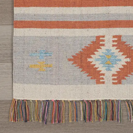 Orange Southwestern Handmade Area Rug With Fringe Photo 4