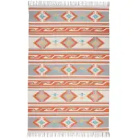 Photo of Orange Southwestern Handmade Area Rug With Fringe