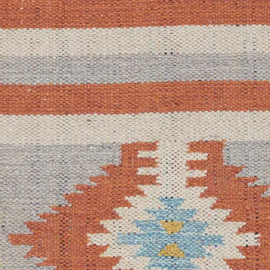 Orange Southwestern Handmade Area Rug With Fringe Photo 5