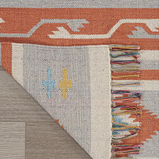 Orange Southwestern Handmade Area Rug With Fringe Photo 8