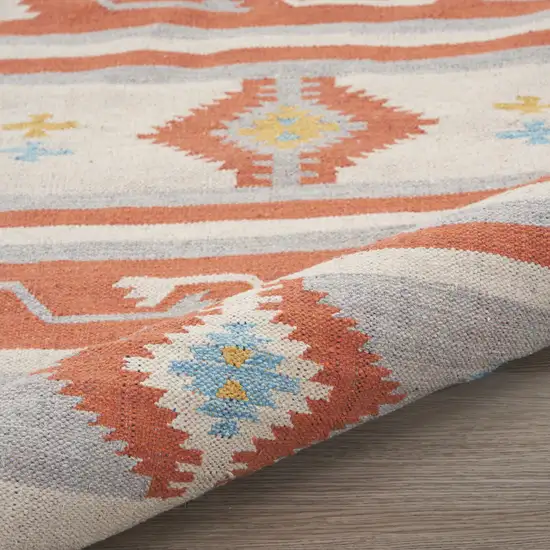 Orange Southwestern Handmade Area Rug With Fringe Photo 6