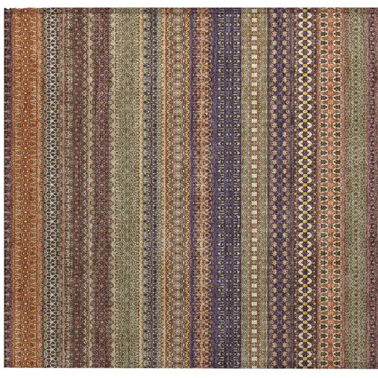 Orange Striped Washable Non Skid Indoor Outdoor Area Rug Photo 7