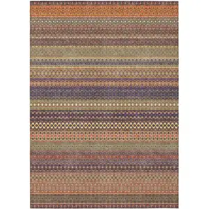 Photo of Orange Striped Washable Non Skid Indoor Outdoor Area Rug