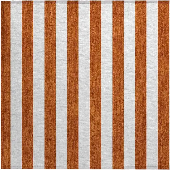 Orange Striped Washable Non Skid Indoor Outdoor Area Rug Photo 7