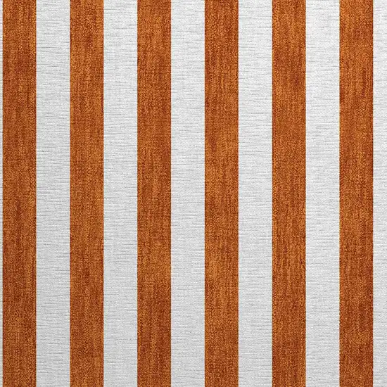 Orange Striped Washable Non Skid Indoor Outdoor Area Rug Photo 6