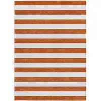 Photo of Orange Striped Washable Non Skid Indoor Outdoor Area Rug