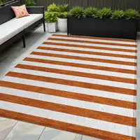 Photo of Orange Striped Washable Non Skid Indoor Outdoor Area Rug