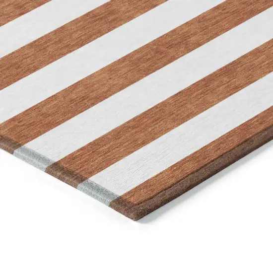 Orange Striped Washable Non Skid Indoor Outdoor Area Rug Photo 6