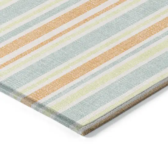 Orange Striped Washable Non Skid Indoor Outdoor Area Rug Photo 5