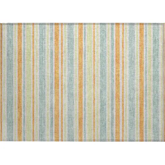 Orange Striped Washable Non Skid Indoor Outdoor Area Rug Photo 1