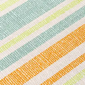 Photo of Orange Striped Washable Non Skid Indoor Outdoor Area Rug