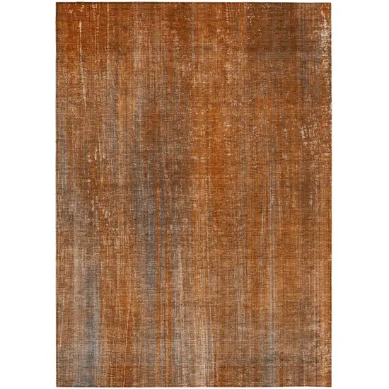 Orange Striped Washable Non Skid Indoor Outdoor Area Rug Photo 2