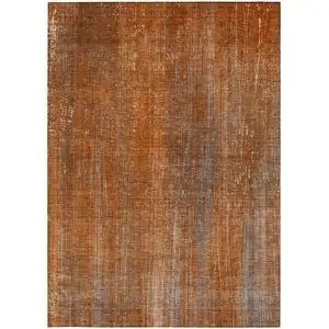 Photo of Orange Striped Washable Non Skid Indoor Outdoor Area Rug