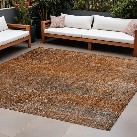 Orange Striped Washable Non Skid Indoor Outdoor Area Rug Photo 1