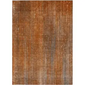 Photo of Orange Striped Washable Non Skid Indoor Outdoor Area Rug