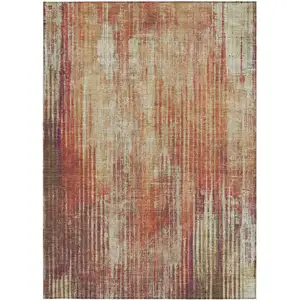 Photo of Orange Striped Washable Non Skid Indoor Outdoor Area Rug