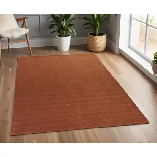 Orange Wool Hand Woven Area Rug Photo 1