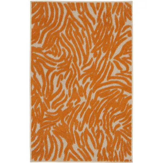 Orange Zebra Pattern Indoor Outdoor Area Rug Photo 1