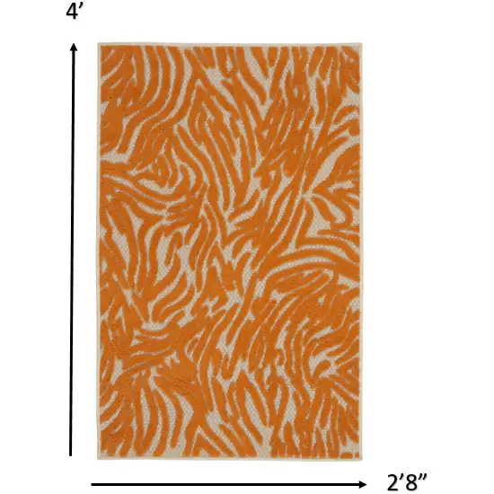 Orange Zebra Pattern Indoor Outdoor Area Rug Photo 5