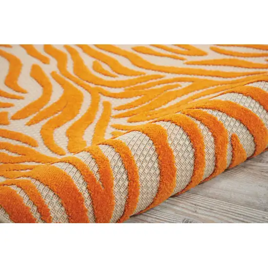 Orange And Ivory Abstract Stain Resistant Indoor Outdoor Area Rug Photo 3