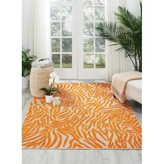 Orange Zebra Pattern Indoor Outdoor Area Rug Photo 4