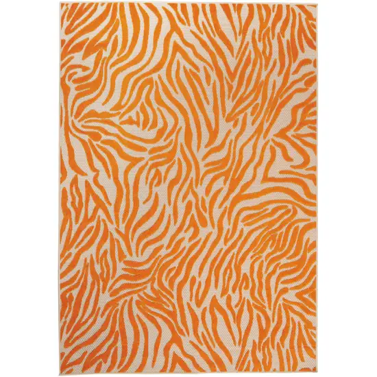 Orange And Ivory Abstract Stain Resistant Indoor Outdoor Area Rug Photo 1