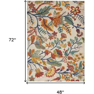 Photo of Orange and Ivory Floral Power Loom Area Rug