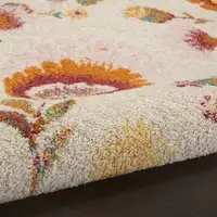 Photo of Orange and Ivory Floral Power Loom Runner Rug