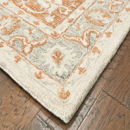 Orange and Ivory Medallion Area Rug Photo 8