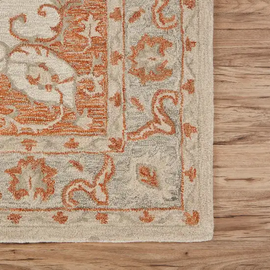 Orange and Ivory Medallion Area Rug Photo 5