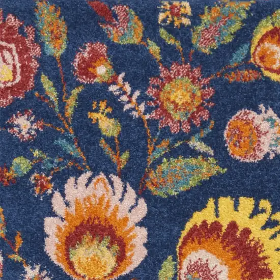 Orange and Red Floral Power Loom Runner Rug Photo 8