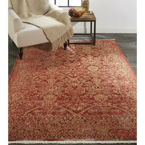 Orange and Red Oriental Power Loom Area Rug Photo 7