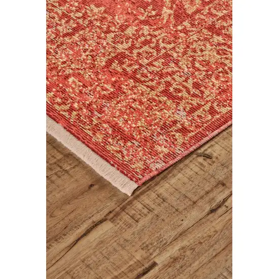 Orange and Red Oriental Power Loom Area Rug Photo 8