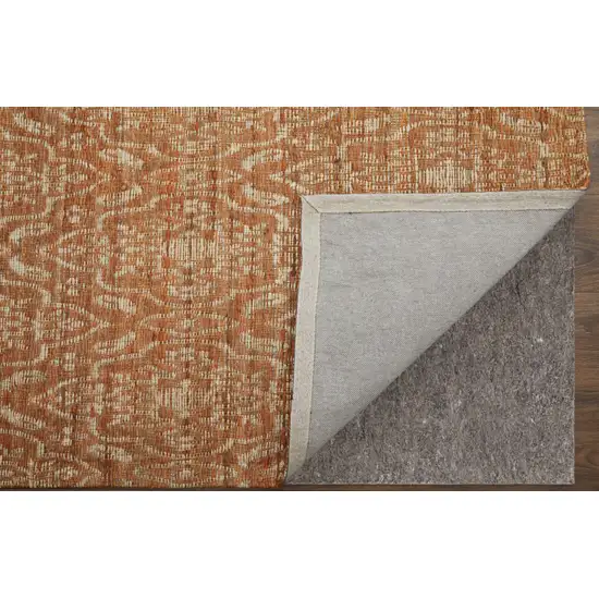 Orange and Tan Geometric Hand Woven Area Rug Photo 8