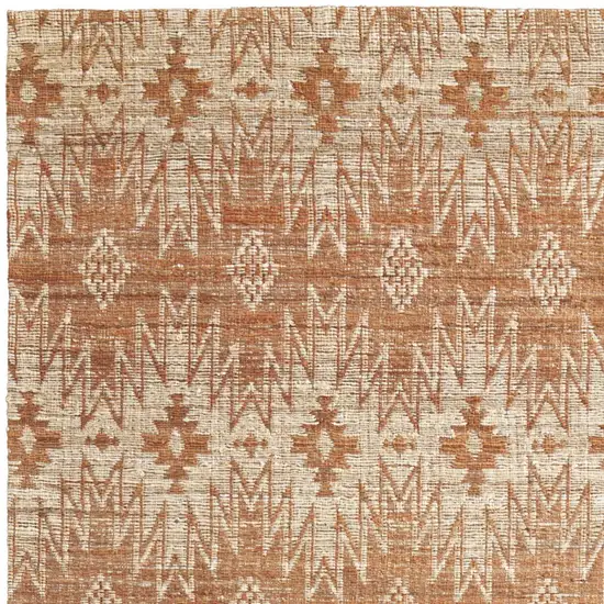 Orange and Tan Geometric Hand Woven Area Rug Photo 4